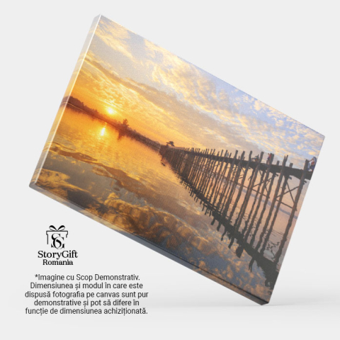 Tablou Canvas - Dimineata in Bagan, Myanmar: Puntea U Bein 40x25CM [3]