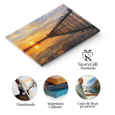 Tablou Canvas - Dimineata in Bagan, Myanmar: Puntea U Bein 40x25CM [1]