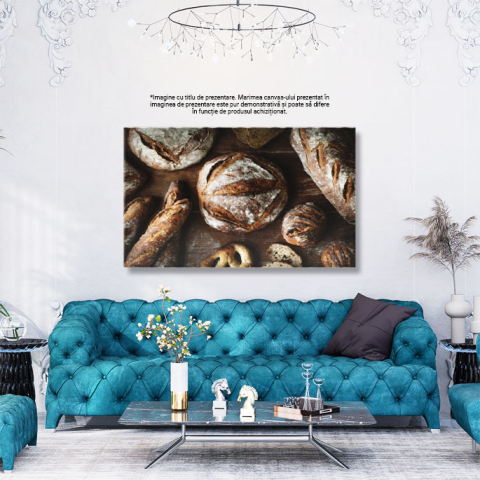 Tablou Canvas Diverse tipuri de Paine Proaspat Coapta, intro Compozitie Culinara Atractiva 40x25CM [2]