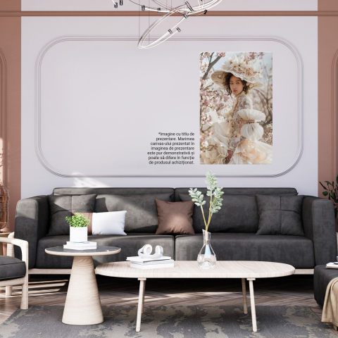 Doamna Îmbrăcată Împărătește într-un Peisaj cu Flori de Primăvară - Pictură Digitală cu Armonie de Culori, Marime 40x25CM [3]