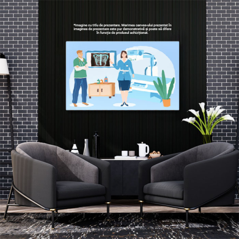 Tablou Canvas Doamna Doctor si Domnul Doctor Sfatuindu-se cu Privire la Radiografia unui Pacient 40x25CM [2]