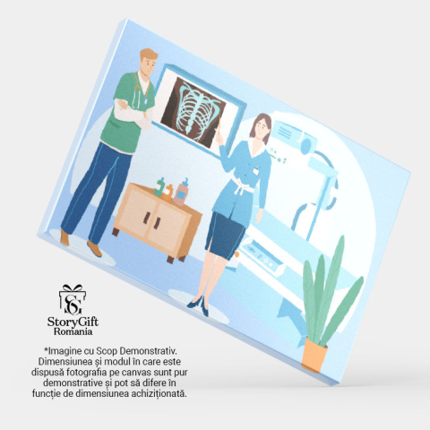 Tablou Canvas Doamna Doctor si Domnul Doctor Sfatuindu-se cu Privire la Radiografia unui Pacient 40x25CM [3]