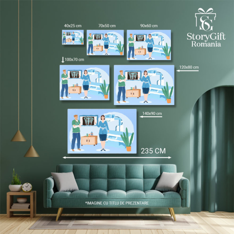 Tablou Canvas Doamna Doctor si Domnul Doctor Sfatuindu-se cu Privire la Radiografia unui Pacient 40x25CM [4]