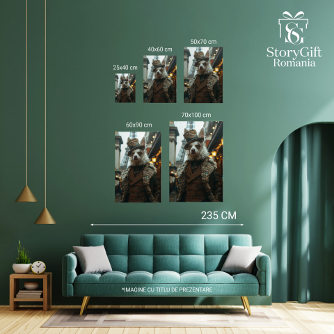 Tablou Canvas - Domnul Câine Tiki cu Ochelari Stilati și Joben Brodat, Marime 40x25CM [3]