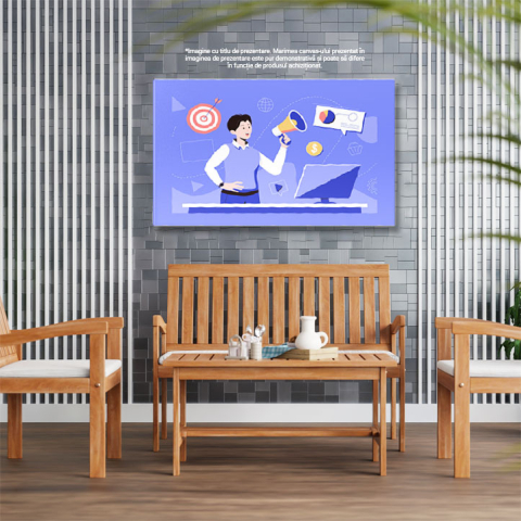 Tablou Canvas Dornic de Promovarea Afacerilor cu o Portavoce Tanar Baiat Imbracat Elegant cu Ceas 40x25CM [2]