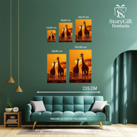 Tablou Canvas:  Doua girafe in savana - animale salbatice fotografie Pictura Digitala 40x25CM [3]