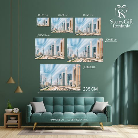 Drum de Metrou Printre Zgârie-Nori în Dubai: O Viziune Urbană Modernă, Marime 40x25CM [3]