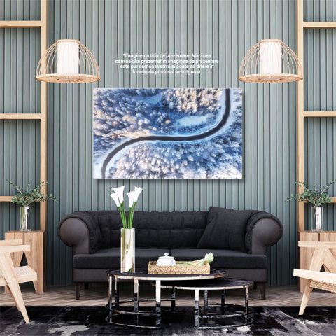 Tablou Canvas Drum si Padure de Iarna din Aer, iarna, padure, drum, peisaj, zapada 3767 40x25CM [2]