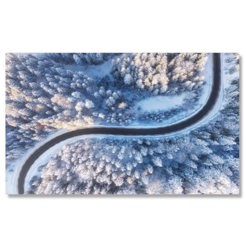 Peisaje cu Drona - Tablou Canvas Drum si Padure de Iarna din Aer, iarna, padure, drum, peisaj, zapada 3767 40x25CM