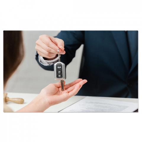 Tablouri Canvas - Tablou Canvas: Drumul catre propria casa - agent imobiliar, afaceri, credit, documentatie 70x50CM