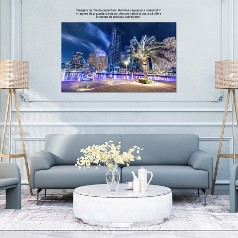 Tablou Canvas: Dubai Marina in lumina noptii, un oras plin de viata Peisaj Urban, Dubai Marina, Lumina Nocturna 40x25CM [3]
