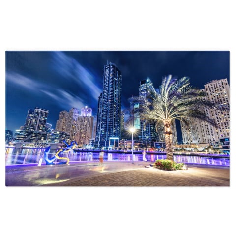 Oraș - Tablou Canvas: Dubai Marina în Lumina Nopții, Marime 40x25CM