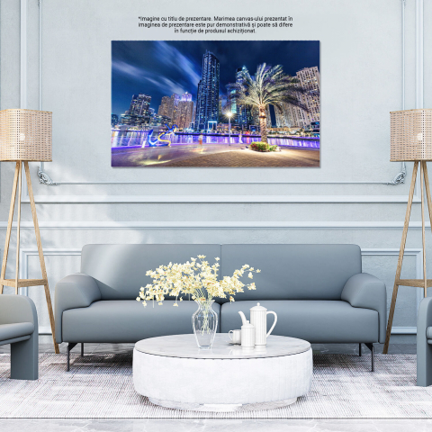 Tablou Canvas: Dubai Marina în Lumina Nopții, Marime 40x25CM [3]