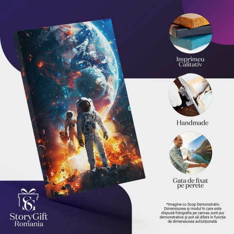 Echipa de Astronauți în Costume Albe - Tablou Canvas Cosmic, Marime 40x25CM [1]