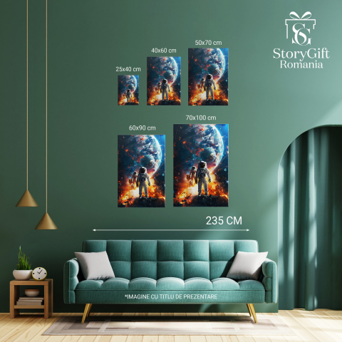 Echipa de Astronauți în Costume Albe - Tablou Canvas Cosmic, Marime 40x25CM [3]