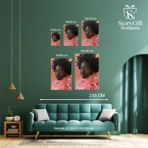 Tablou Canvas Ecoul Penelor Roz de pe Rochia Fetei Mulatre Reverberații Vizuale ale Naturii , Pictura Digitala 40x25CM [3]