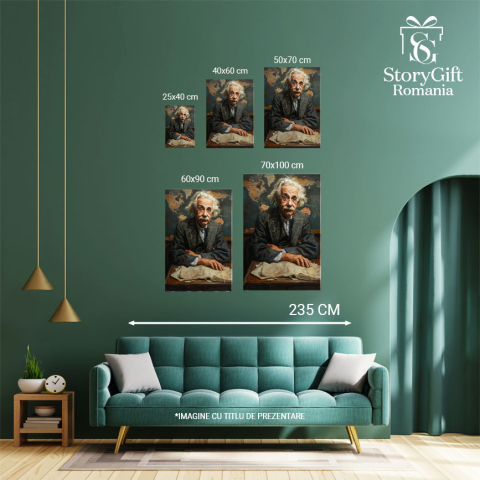 Tablou Canvas Ecoul Trecutului Amintiri din Epoca de Aur Einstein și Splendoarea Vremurilor de Trecute , Pictura Digitala 40x25CM [3]