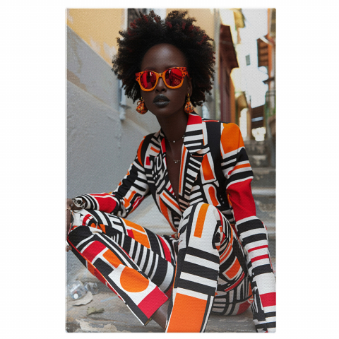 Modă - Ecouri Cromatice pe Scările Aleei Pustii - Pictură Digitală, Marime 40x25CM