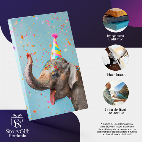 Tablou Canvas Elefanțelul Vesel în Aniversare, Marime 40x25CM [1]