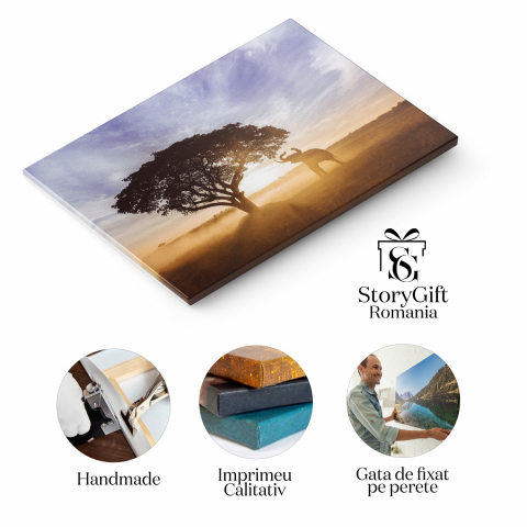 Elefant în Pădure la Apus - O Frumusețe Naturală din Thailanda, Marime 40x25CM [1]