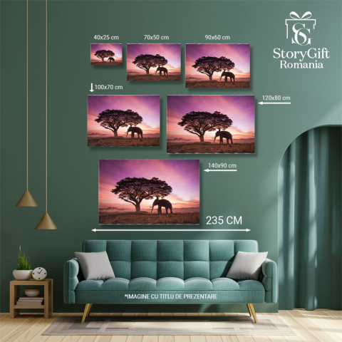 Tablou Canvas Elefant la Rasarit in Thailanda agricultura, animal, asia, cambodgia, camp, rasarit, crepuscul, elefant, fermier, hrani, camp 1784 40x25CM [4]