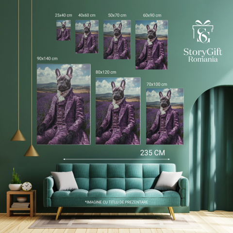 Tablou Canvas Personalizat - Animal Aristocrat în Costum Mov în Lan de Lavandă
Marime 40x25CM [5]