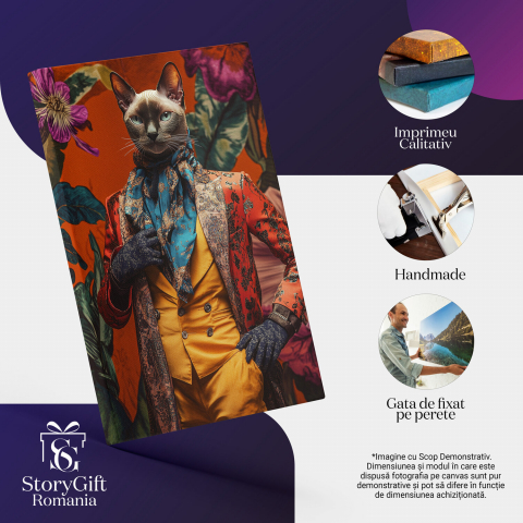  Tablou Canvas Personalizat Eleganță Regală Cu Costum PortocaliuMarime 140x90CM [3]