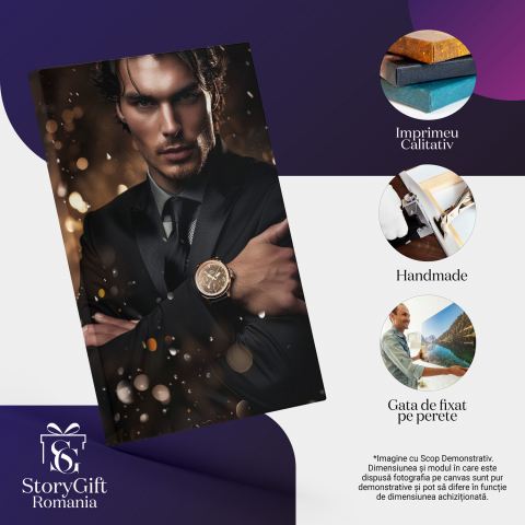 Bărbat Elegant cu Privire Seducătoare – Pictură Digitală cu Detalii Rafinament, Marime 40x25CM [1]