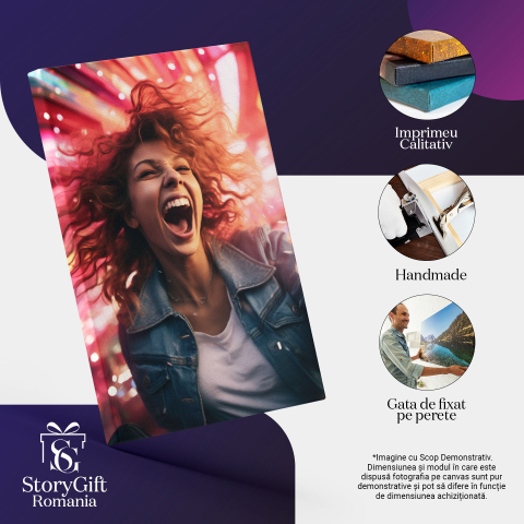 Tablou Canvas: Entuziasm in Nuante de Roz si Rosu Roscata Incojurata de un Cadru Vibrant si Colorat  Pictura Digitala 40x25CM [2]