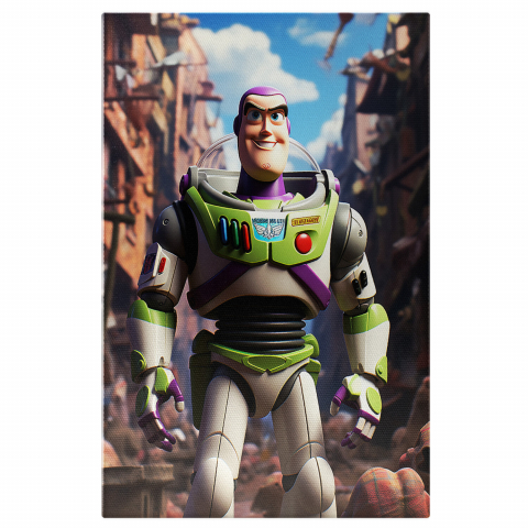 Personaje Desene Animate - Tablou Canvas cu Eroul Buzz Lightyear - Pictură Digitală din Universul Desenelor Animate, Marime 40x25CM