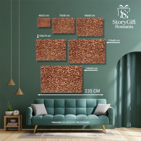 Tablou Canvas - Esenta Cafelei: Close-up cu boabele prajite - espresso, bautura, cafea 40x25CM [4]