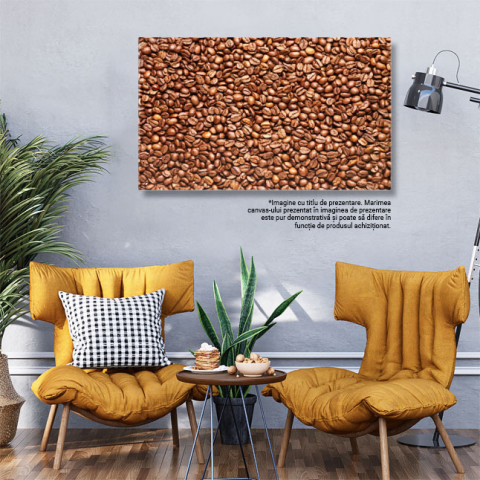 Tablou Canvas - Esenta Cafelei: Close-up cu boabele prajite - espresso, bautura, cafea 40x25CM [2]