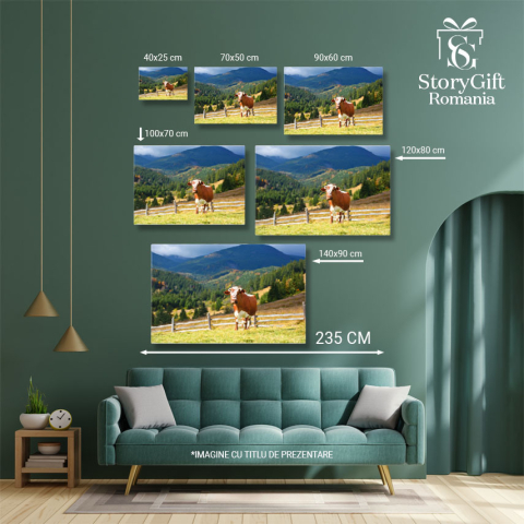 Tablou Canvas - Europe, Carpati: Animale la Ferma in Peisaj Natural 40x25CM [4]