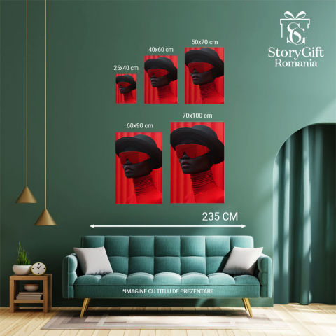 Tablou Canvas Evadare Fashion a unui manechin stilat - Oază roșie prin ochelari de schi , Pictura Digitala 40x25CM [3]