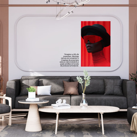 Tablou Canvas Evadare Fashion a unui manechin stilat - Oază roșie prin ochelari de schi , Pictura Digitala 40x25CM [1]