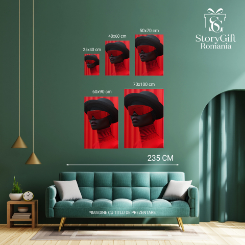 Tablou Canvas - Evadare Fashion a unui Manechin Stilat, Oaza Roșie prin Ochelari de Schi, Marime 40x25CM [3]