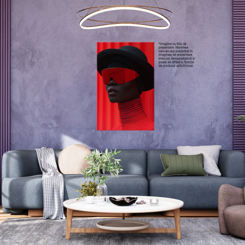 Tablou Canvas - Evadare Fashion a unui Manechin Stilat, Oaza Roșie prin Ochelari de Schi, Marime 40x25CM [2]