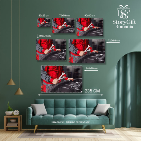Tablou Canvas - Expertiza mecanicului: inspectie motor si reparatii 40x25CM [4]