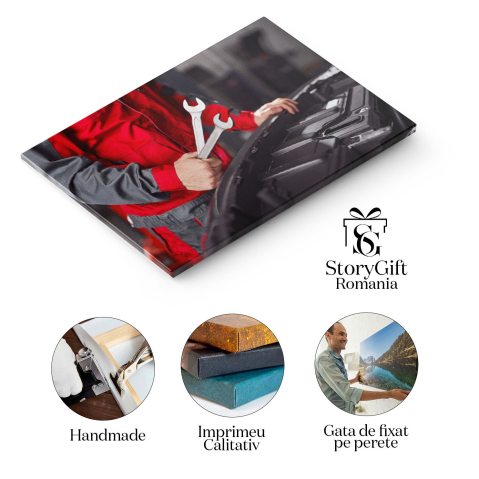 Tablou Canvas - Expertiza mecanicului: inspectie motor si reparatii 40x25CM [1]