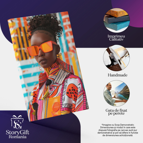 Tablou Canvas:   Explozie de stil și individualitate într-o femeie- Eclipsă de nuanțe Pictura Digitala 40x25CM [2]