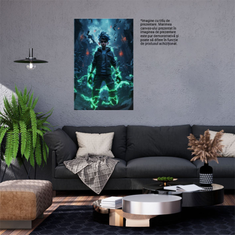 Tablou Canvas:  Fantastic Baiat cu Puteri Speciale in Orasul Distrus - Fotografie SF Pictura Digitala 40x25CM [1]