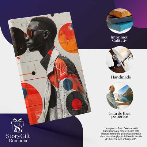 Tablou Canvas Fascinantul Bărbat cu Ochelari Portocalii, Marime 40x25CM [1]