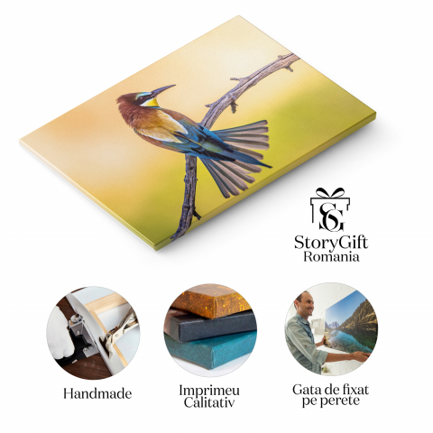 Fascinația Culorilor și a Vieții Aviare: Eleganța Păsărilor Capturată în Artă, Marime 40x25CM [1]