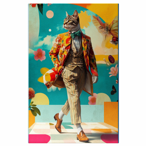 Abstract - Fashion Modern cu Compleu în Dungi și Papion Verde ColoratMarime 40x25CM