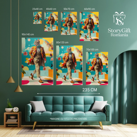 Fashion Modern cu Compleu în Dungi și Papion Verde ColoratMarime 40x25CM [5]