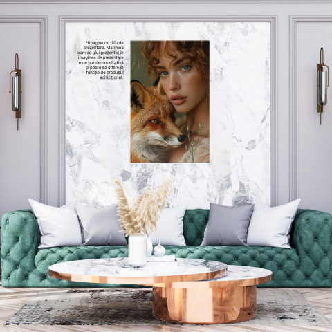 Fata cu Ochii Albastri și Vulpe în Brațe, Marime 40x25CM [2]