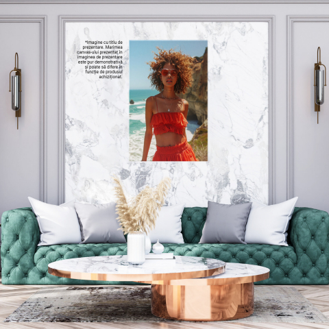 Fată cu Păr Creț în Ținută de Vară Portocalie - Pictură Digitală, Marime 40x25CM [2]