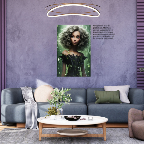 Fata în Rochie Neagră cu Inspirație Fantastică - Magia Cristalelor, Marime 40x25CM [3]