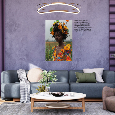 vTablou Canvas - Femeia Arapca ce Zambeste Prin Diversitatea Florala
, Marime 60x40CM [2]