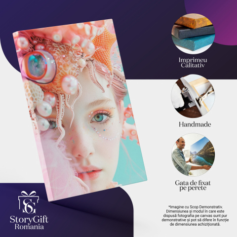 Tablou Canvas Femeie cu Machiaj Glamour și Palarie cu Tentacule de Caracatiță | Artă Digitală, Marime 40x25CM [1]